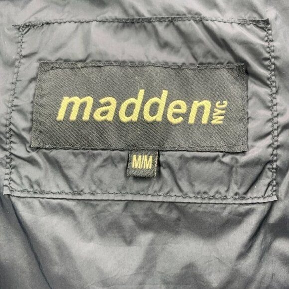 Steve Madden Striped Hip Length Puffer Jacket - Black/White, Size Medium Juniors - Picture 4 of 10